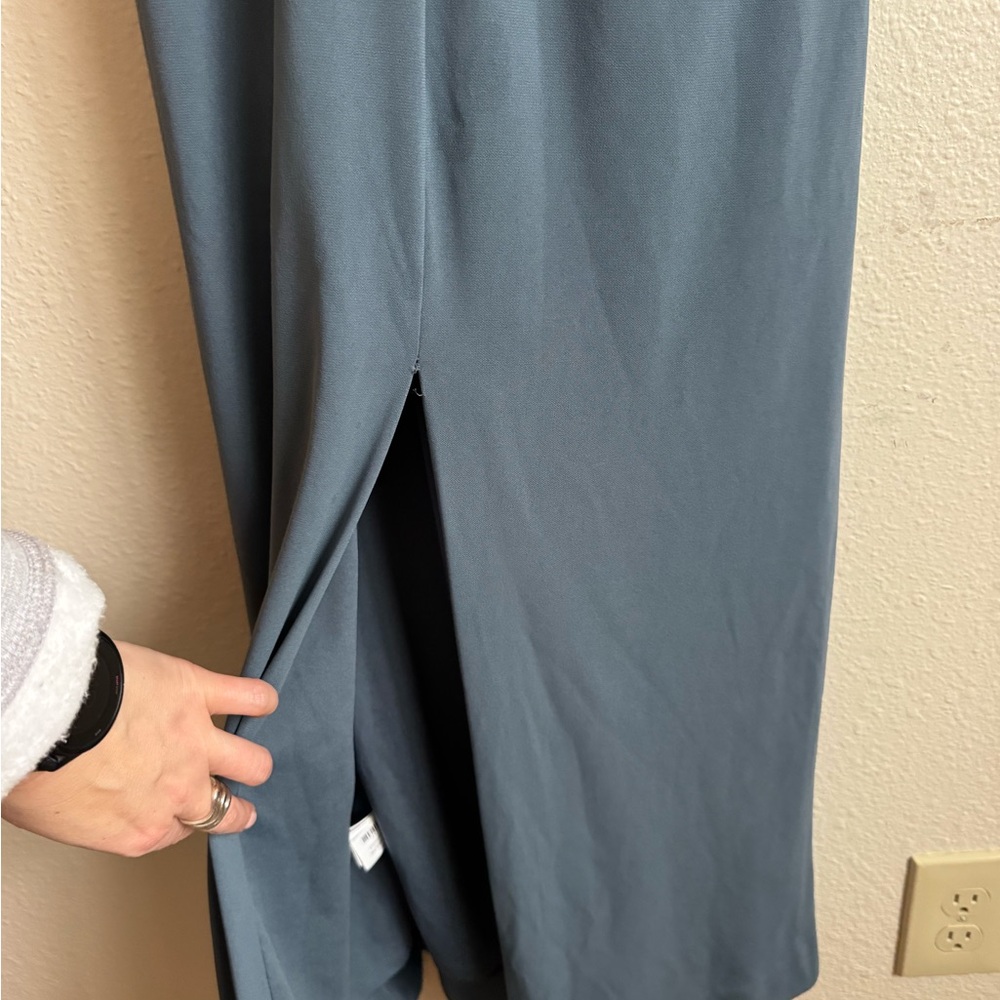 Zara Steel Blue Sleeveless Ruched Side Maxi Dress - Picture 3 of 4